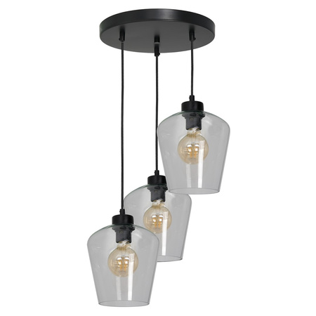 Lampa wisząca SANTIAGO 3xE27 Klosz Transparentne Szkło MLP6611 Metal + Szkło