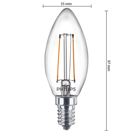 Żarówka LED E14 B35 2W = 25W 250lm 2700K Ciepła Filament PHILIPS