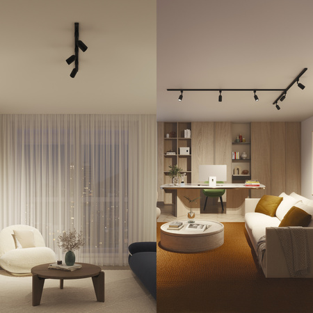 Zestaw Szynowy Lampa Sufitowa Szynoprzewód 1m + 3x Reflektor Szynowy LED GU10 Jednofazowy Czarny EasyLink Shea Philips