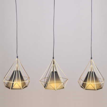 Lampa Wisząca Sufitowa HIRA 3x E27 Zwis Czarna Złota GOLDLUX (Polux)