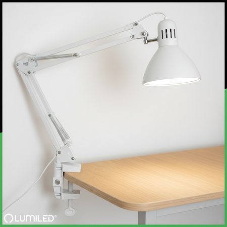 Uchwyt Do Lampek Biurkowych Zacisk Klips do Blatu Biały Lumiled