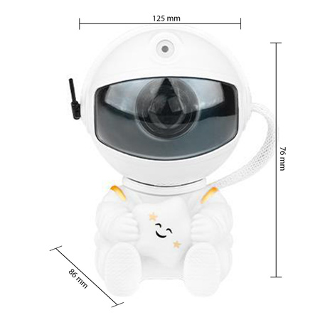 Lampka Projektor Gwiazd Nocna Dekoracyjna Astronauta Dziecięca LED 5W RGB 170° Włącznik On/Off Biała Masterled