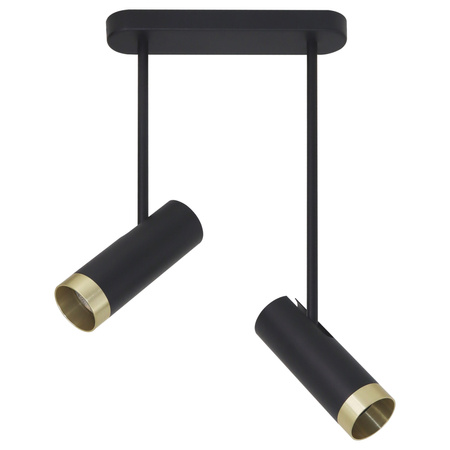 Lampa Sufitowa Reflektor Punktowy 2x GU10 Czarna Złota PORTO Sanico Goldlux