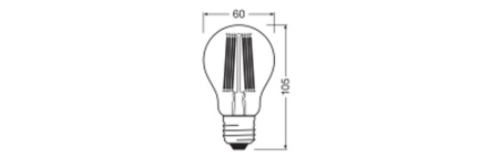 Żarówka LED E27 A60 7.2W = 100W 1521lm 2700K Ciepła 300° Filament Ściemnialna KLASA A Ultra Efficient Osram