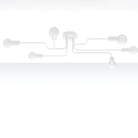 Lampa Sufitowa Oprawa Natynkowa Wisząca Zwis 6x E27 Żyrandol Nieregularna Biała Industrialna Vector Sollux