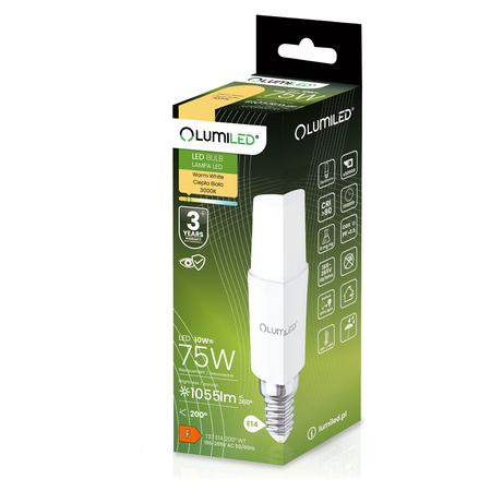 Żarówka LED E14 Tubularna T37 10W = 75W 1055lm 3000K Ciepła 200° LUMILED