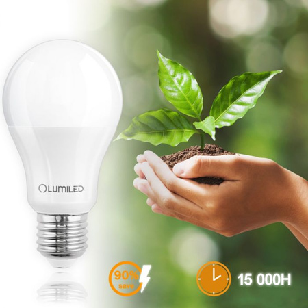 Żarówka LED E27 A60 10W = 75W 1055lm 3000K Ciepła 260° z Czujnikiem Ruchu LUMILED