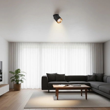 Oprawa Sufitowa Podtynkowa HARON GU10 Tuba Spot Ruchoma Okrągła Czarno - Złota GOLDLUX