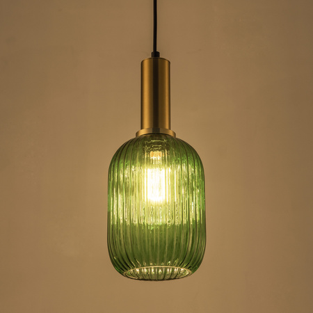 Lampa Sufitowa Wisząca Zwis Dekoracyjna E27 Zielony Złota Suffolk Sanico Goldlux