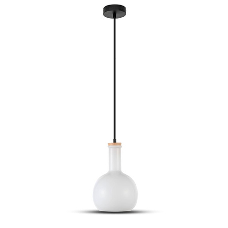 Lampa Wisząca Oprawa E27 Szklany klosz biały okrągły VT-7205 V-TAC