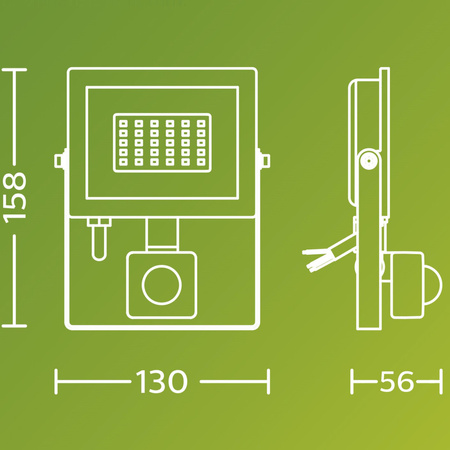 Naświetlacz LED Lampa Reflektor 20W 2050lm 3000K IP65 z Czujnikiem Ruchu i Zmierzchu Czarny Lois Philips