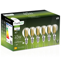 6x Żarówka LED E14 Kulka P45 4W = 40W 470lm 4000K Neutralna 360° FILAMENT LUMILED