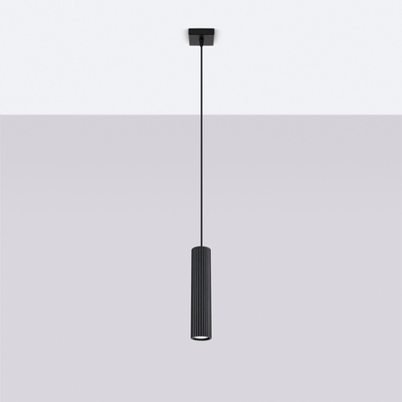 Lampa Wisząca Sufitowa Zwis Tuba Spot 1x GU10 Czarna Karbon Deep Space SL.1573 Sollux