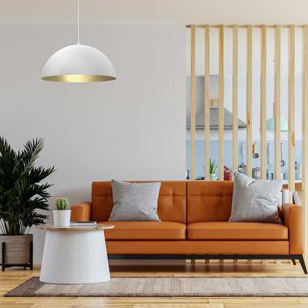 Lampa Wisząca Sufitowa BETA Biała Złota 1xE27 45cm Milagro