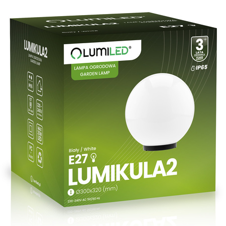 Lampa Oprawa Ogrodowa Zewnętrzna KULA LED 30CM E27 IP65 LUMIKULA2 LUMILED