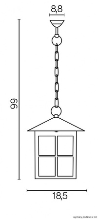 Lampa Ogrodowa Zewnętrzna Wisząca LED Wenecja K 1018/1/KW E27 Su-Ma
