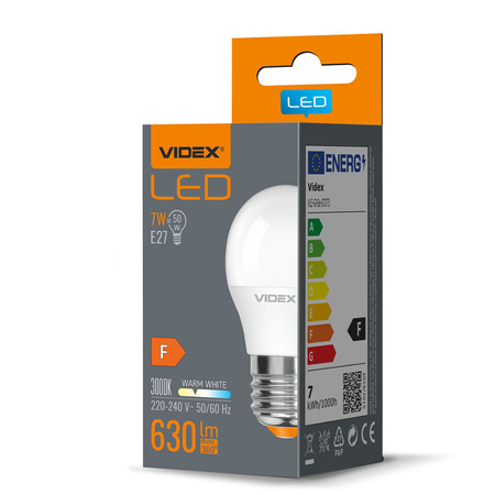 Żarówka LED E27 G45 Kulka 7W = 50W 630lm 3000K Ciepła 240° Videx
