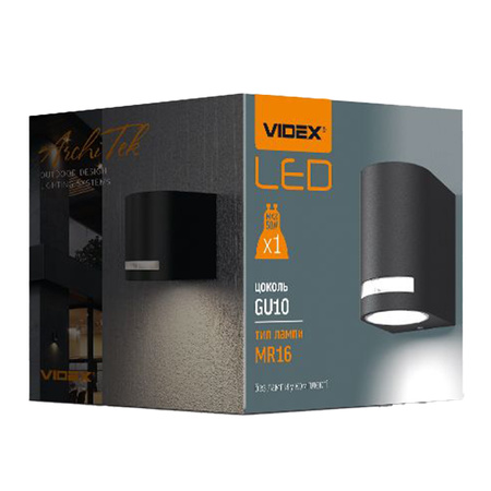 Kinkiet Ogrodowy Lampa Elewacyjna Zewnętrzna LED GU10 IP54 Czarna JUSTIN Videx