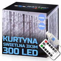 Kurtyna LED USB 5V 300xLED na pilota 6500K LVT