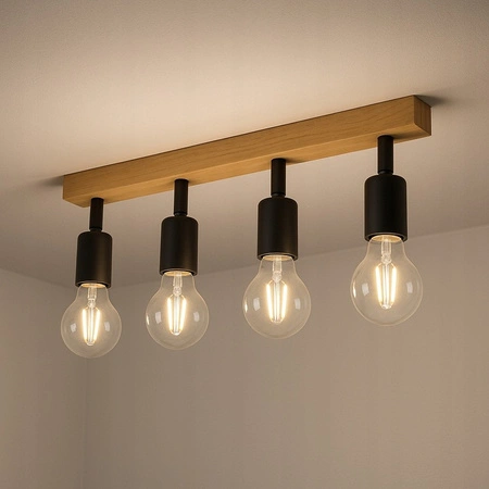 Lampa Sufitowa Spot Tuba Reflektor Oprawa Halogenowa 4x E27 Ruchomy Czarny Brązowy Eos Masterled