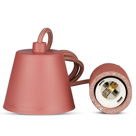 Lampa Wisząca Oprawa E27 Betonowy klosz z czerwonym kablem VT-7668 V-TAC