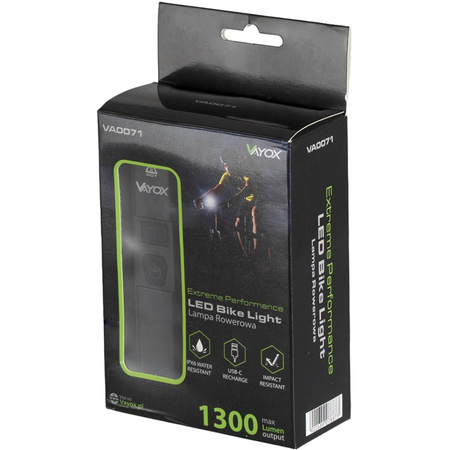 Lampka Latarka Rowerowa Światło Przód LED USB z Akumulatorem 6 Trybów Świecenia VAYOX