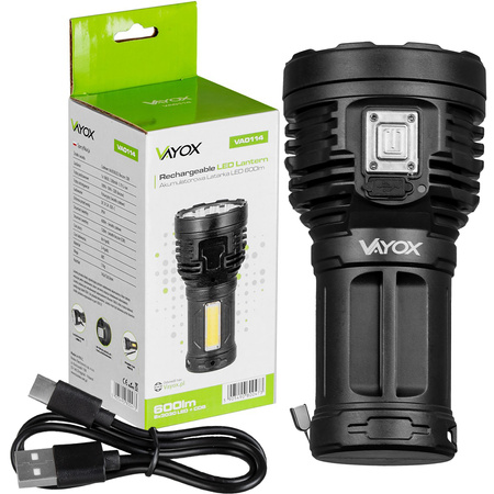 Latarka Szperacz Lampka Ręczna Mocna 600lm 8xLED + COB VA0114 VAYOX