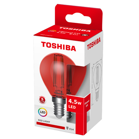 Żarówka LED E14 G45 4,5W Filament Czerwona TOSHIBA