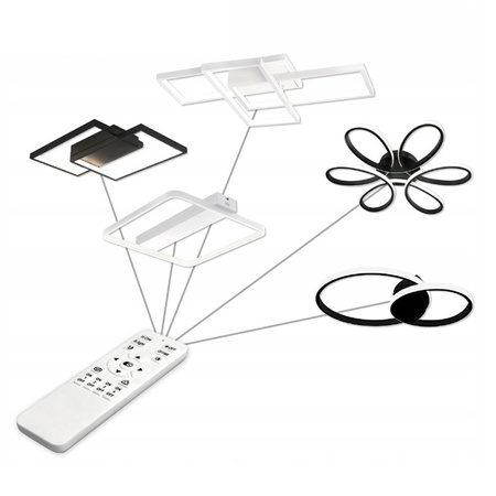 Lampa Sufitowa Żyrandol LED 72W CCT GALAXIS ORION Czarny + Pilot Sterujący