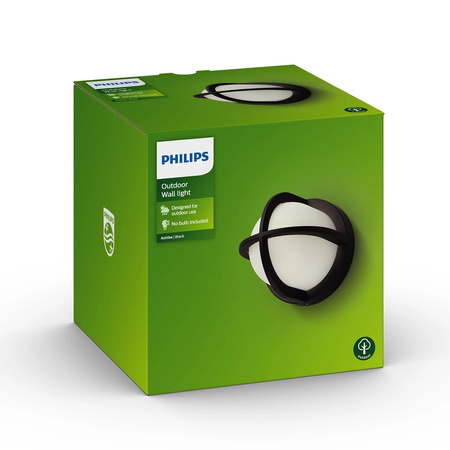 Lampa Ogrodowa LED Kinkiet Elewacyjny ASTILBE myGarden E27 IP44 Okrągła Czarno-Biała PHILIPS