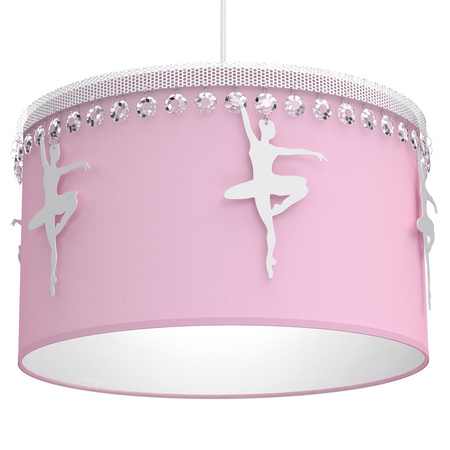 Lampa wisząca BALETNICA 1xE27 Dziewczęca Baletnica Różowa MLP4974 Milagro Metal + Tkanina + Kryształki
