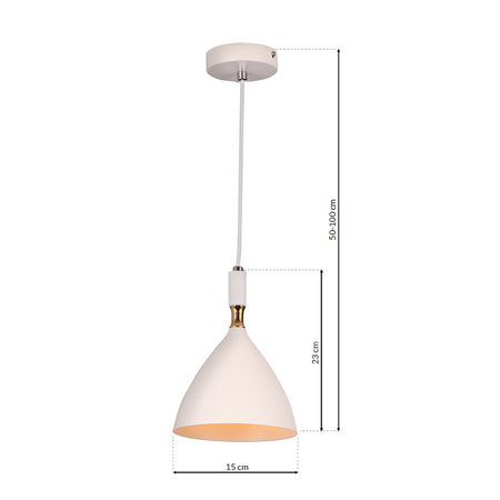 Lampa wisząca OTTO 1xE27 Klasyczna Biała Złote Wnętrze ML6159 Metal + Szkło