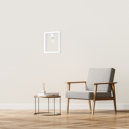 Lampa Sufitowa Wisząca Zwis E27 Żyrandol Kwadratowa Biała Skandynawska Aries Sollux