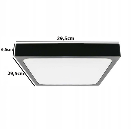 Plafon Panel LED Łazienkowy Lampa 24W 2400lm 4000K IP44 30cm Kwadrat Czarny