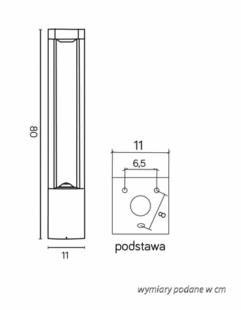 Lampa Ogrodowa Zewnętrzna Stojąca SŁUPEK Fan Kwadrat FKW-800 GX53 80cm Su-Ma