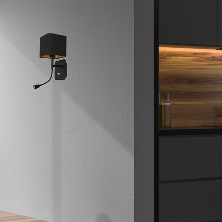 Lampa Ścienna Kinkiet NAPOLI Czarna Złota 1xE27 + 1W LED Milagro