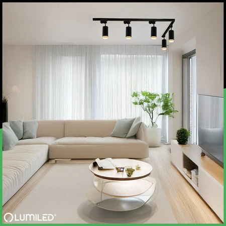 ZESTAW Szynoprzewód Listwa Szyna 3m + 5x Lampa Sufitowa Reflektor GU10 Oświetlenie Szynowe LUMILED