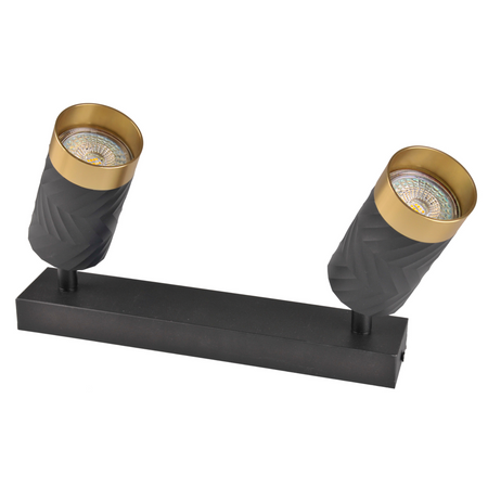Oprawa Ścienno-Sufitowa Reflektor Punktowy 2x GU10 Czarna Złota ARRAS Sanico Goldlux
