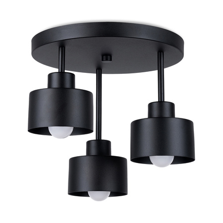 Lampa Sufitowa Plafon 3x E27 Geometryczna Czarna Nowoczesna Savar Sollux