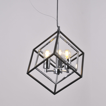 Lampa Sufitowa Wisząca Zwis 3x E27 Chrom Czarna Ikar Sanico Goldlux