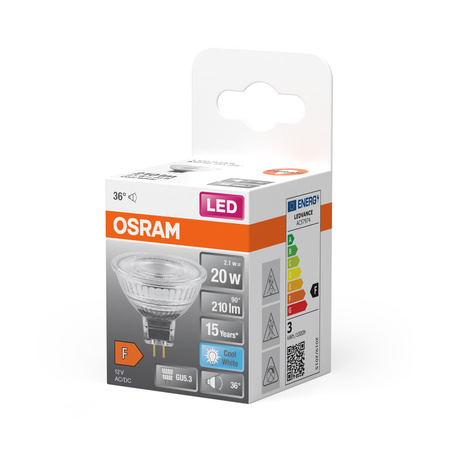 Żarówka LED MR16 Reflektor GU5.3 2.1W = 20W 210lm 4000K Neutralna 12V 36° STAR Osram