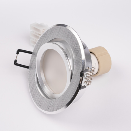 Oprawa Halogenowa Podtynkowa Okrągła Ruchoma TRIX 3w1 GU10 6W 4000K Srebrna Szczotkowana LUMILED