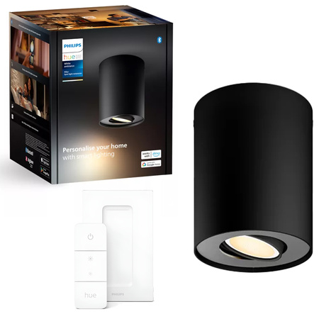 Oprawa Sufitowa Natynkowa LED Spot Pillar Czarny 4,2W CCT PHILIPS HUE Bluetooth Zigbee + Przełącznik Dimmer Switch