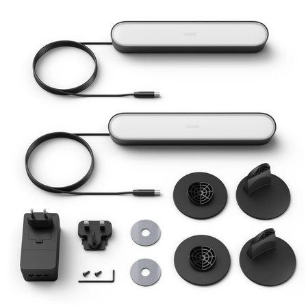 2x Lampka Biurkowa Podłużna LED 6.7W 500lm IP20 White and Color Ambiance RGB + TW Czarna 25cm Inteligentna SMART Zigbee Bluetooth Play Philips HUE