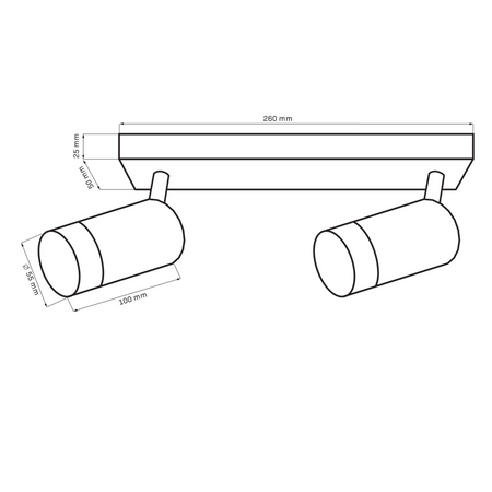 Oprawa Ścienno-Sufitowa Reflektor Punktowy 2x GU10 Czarna Złota ARRAS Sanico Goldlux