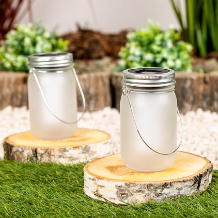 Lampion Ogrodowa LED Solarna Dekoracyjna Słoik Płomień 13cm