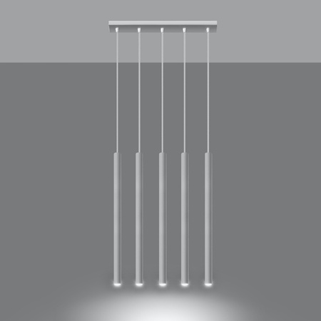 Lampa Sufitowa Wisząca Tuba 5x G9 Zwis Tubularna Biała Nowoczesna Pastelo Sollux