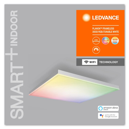 Plafon LED Panel Natynkowy Bezramkowy 20W 1500lm CCT RGB Ściemnialna 30cm Biały SMART+ WiFi Frameless Ledvance