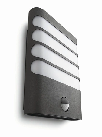 Kinkiet Ogrodowy Lampa Elewacyjna Zewnętrzna LED 3W 270lm 2700K IP44 z Czujnikiem Ruchu i Zmierzchu Antracyt Raccoon Philips