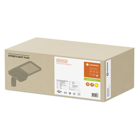 Lampa Uliczna LED Przemysłowa Oprawa Drogowa 80W 11300lm 3000K IP66 Biały Streetlight Flex Ledvance